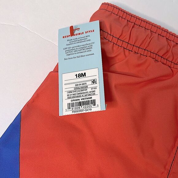 Cat & Jack Boys Swim Trunks Colorblock Red Blue Quick Dry Board Shorts 18M New! - Picture 10 of 10